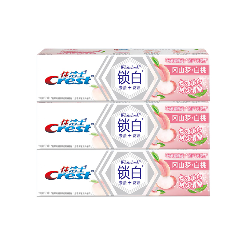 佳洁士双色锁白牙膏（冈山梦白桃)120g*3（单位：组）  