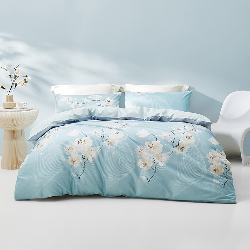 罗莱 寻光若汐全棉四件套，单位套 水蓝色