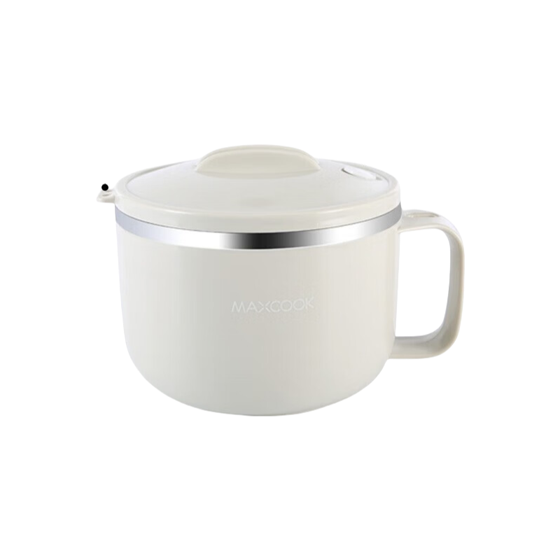 美厨304不锈钢泡面碗 学生饭盒餐杯泡面杯1200ML 带盖 灰色MCWA108 单位：个  
