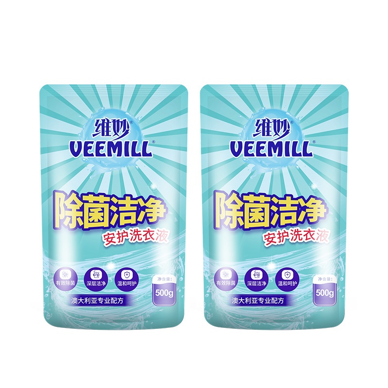 维妙除菌洁净洗衣液500g/袋*2袋 水蓝色