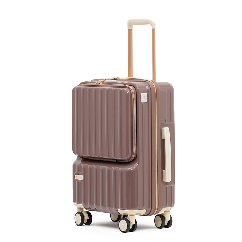 途帮（TOBOOG）前开盖多功能行李箱2109  20寸/个 咖啡棕 20寸