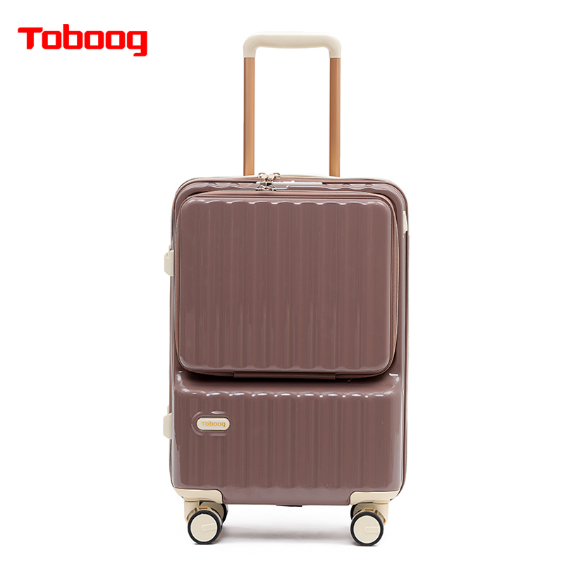 途帮（TOBOOG）前开盖多功能行李箱2109  24寸/个 咖啡棕 24寸
