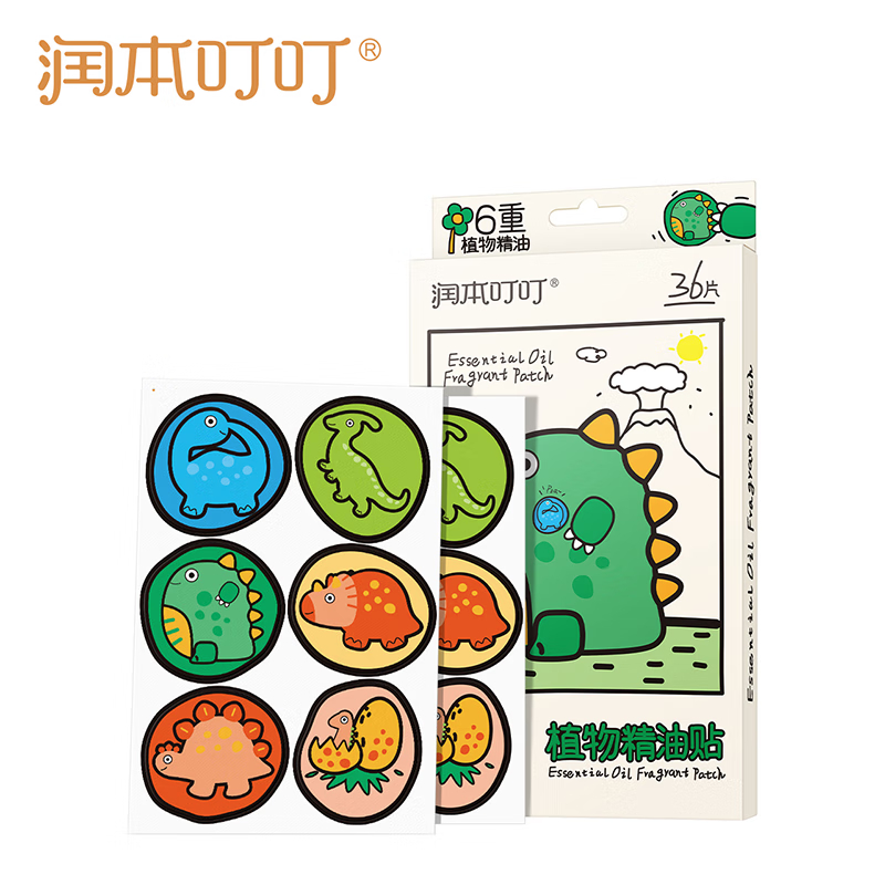 润本叮叮植物精油贴（恐龙王国）-36片装/盒  