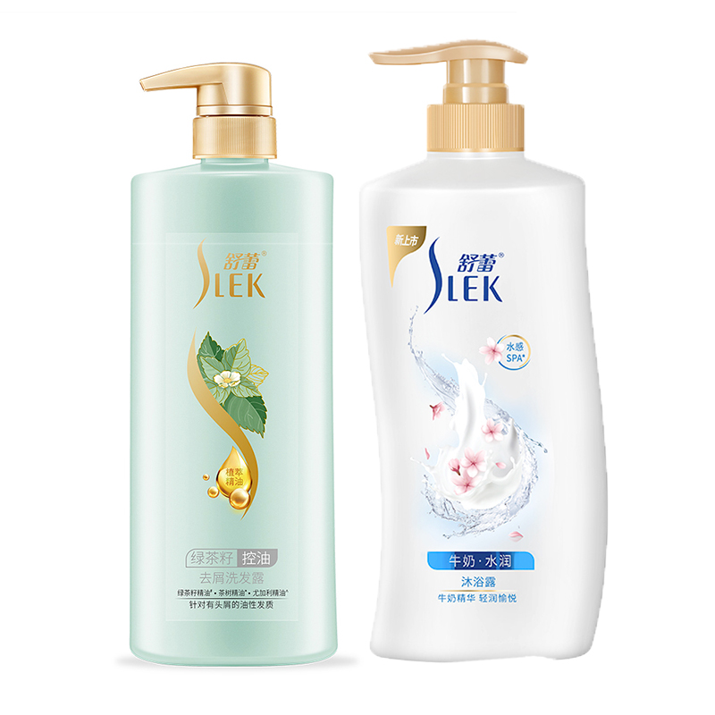舒蕾绿茶籽控油去屑洗发水500ml+牛奶水润沐浴露650ml（单位：套） 白色