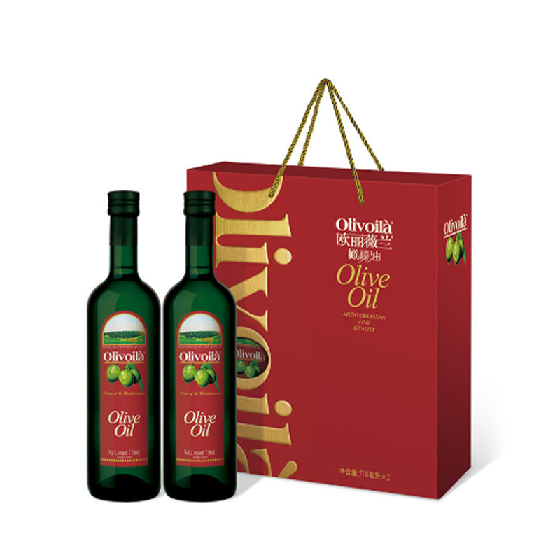欧丽薇兰橄榄油冷榨500mL&times;2礼盒（单位：盒） 酒红
