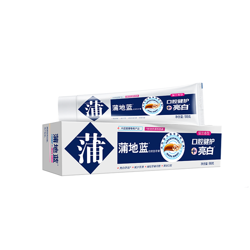蒲地蓝功效型牙膏口腔健护亮白-留兰香-98g(单位:支） 灰蓝色