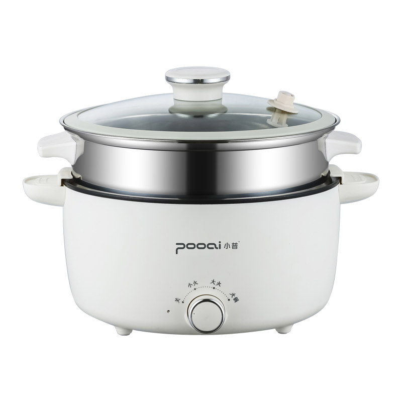 小普（POOAI）多功能电微压锅XY361，3.1L电火锅  带蒸笼*1（单位：台） 白色