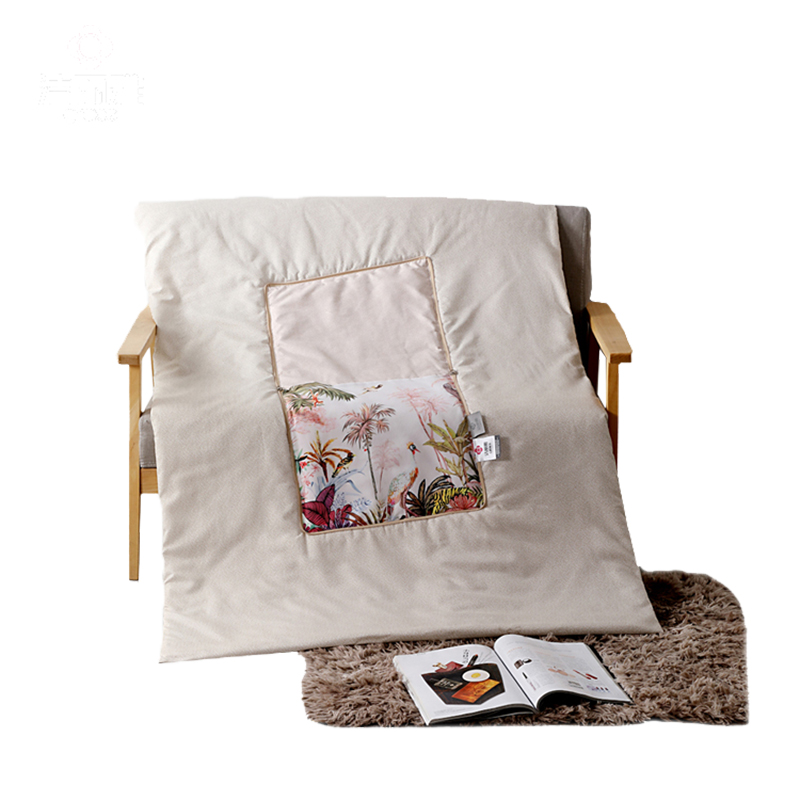 洁丽雅Grace3D精梳棉印抱枕被-白露JLY-YHE426 105x150cm（单位：条） 浅灰色 40x40cm 展开105x150cm