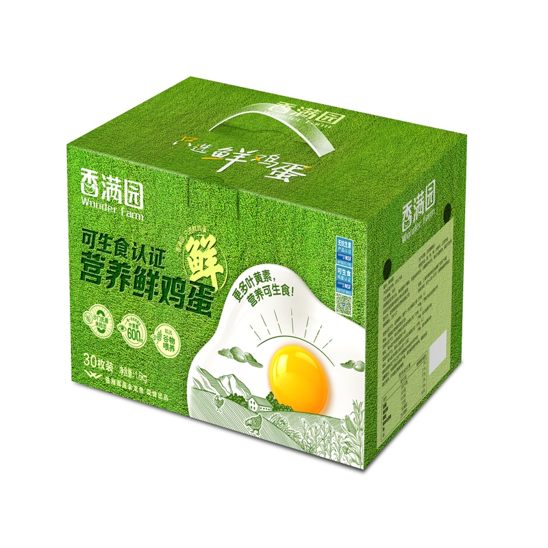 香满园 可生食认证营养鲜鸡蛋 1.6KG 30枚 绿色（单位：盒）