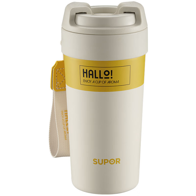苏泊尔（SUPOR）抗菌陶瓷覆层内胆 咔哒旋饮保温杯500ml KCV50AB10（个） 日光白