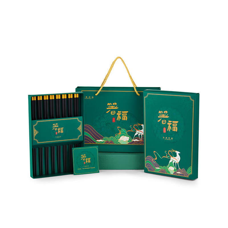 共禾京品（JINGREPUBLIC）敦煌艺匠坊联名款箸福筷8双装ZFTWL24000036（单位：套） 绿色