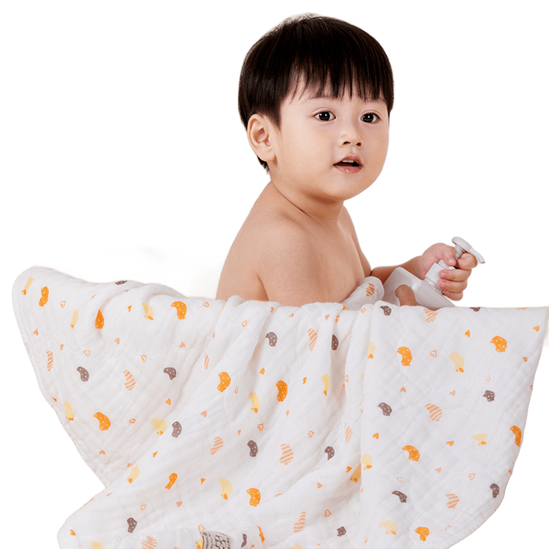 全棉时代泡芙纱布浴巾 95cm&times;95cm小鸭子1条装（单位：条） 白色