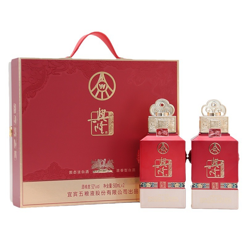 兴隆龙耀祥福(双支装礼盒)浓香型白酒500ml*2瓶/盒 红色