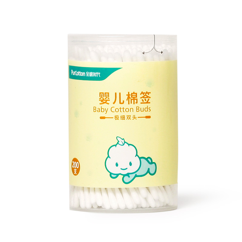 全棉时代圆筒细纸棒婴儿棉签77MMX3.3MM 200支/筒 白色