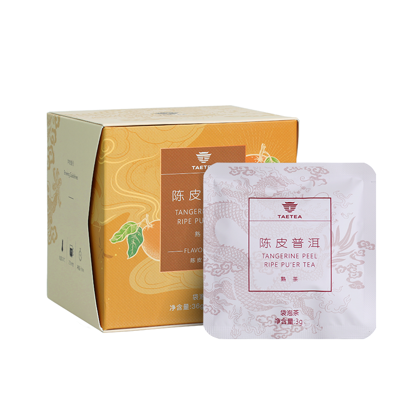 大益普洱茶熟茶 陈皮三角袋泡茶包 3g*12单位：盒 拿铁色