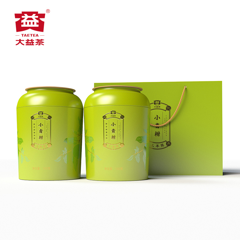 大益普洱茶熟茶三年陈新会小青柑100g*2单位：罐 绿色