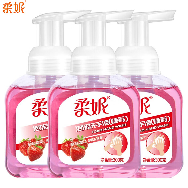 柔妮洗手液泡沫型草莓儿童300g*3瓶(单位：组）  