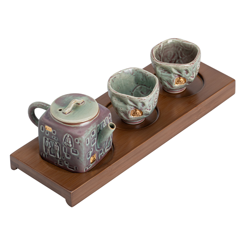 苏氏陶瓷（SUSHI CERAMICS）J0936遇见敦煌觉悟功夫茶具套装小套组（单位：套） 青色