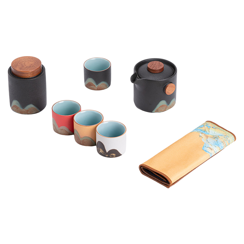 苏氏陶瓷（SUSHI CERAMICS）J0973手绘釉画彩千里江山四色杯云舒壶套装（单位：套） 混色