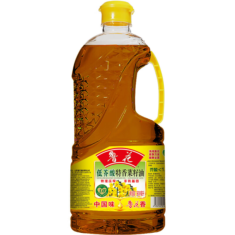 鲁花 低芥酸特香菜籽油 900ml（单位：瓶） 香槟黄