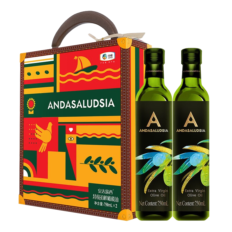 中粮安达露西特级初榨橄榄油礼盒750ml*2（单位：盒） 枫叶色