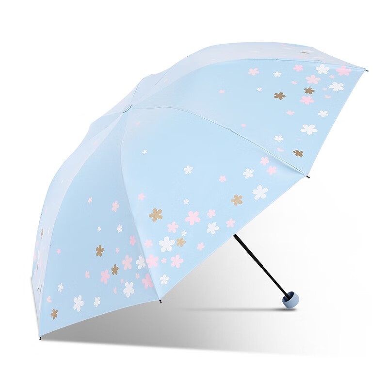 天堂【33633E浪漫樱花】樱花三折遮阳伞57CM*8骨-/把 浅蓝