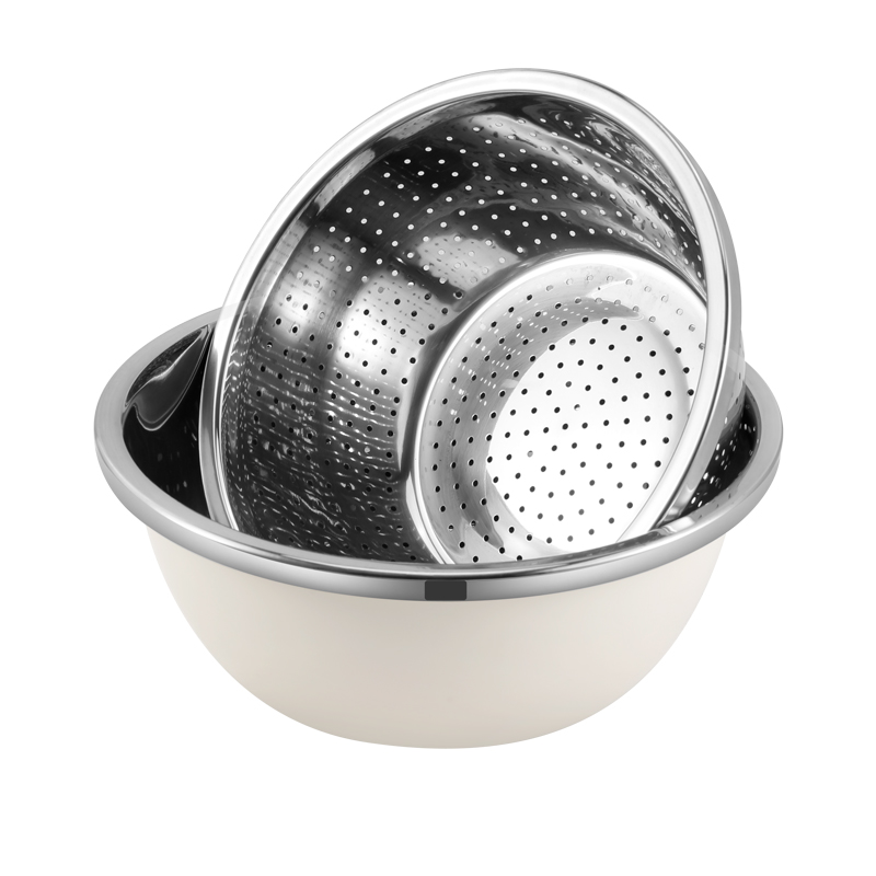 栢士德BYSTON  聚宝盆两件套  BST-059D  24CM沥水盆+26CM多用盆（单位：套） 不锈钢色