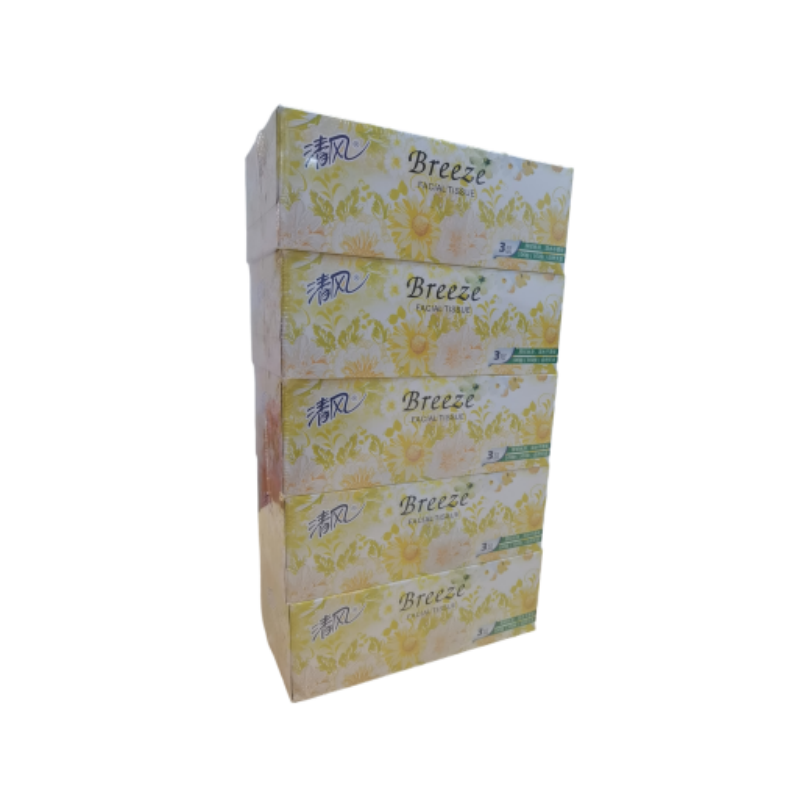 清风3层100抽/盒，盒装面巾纸 5盒/提A352SZS（提） 白色