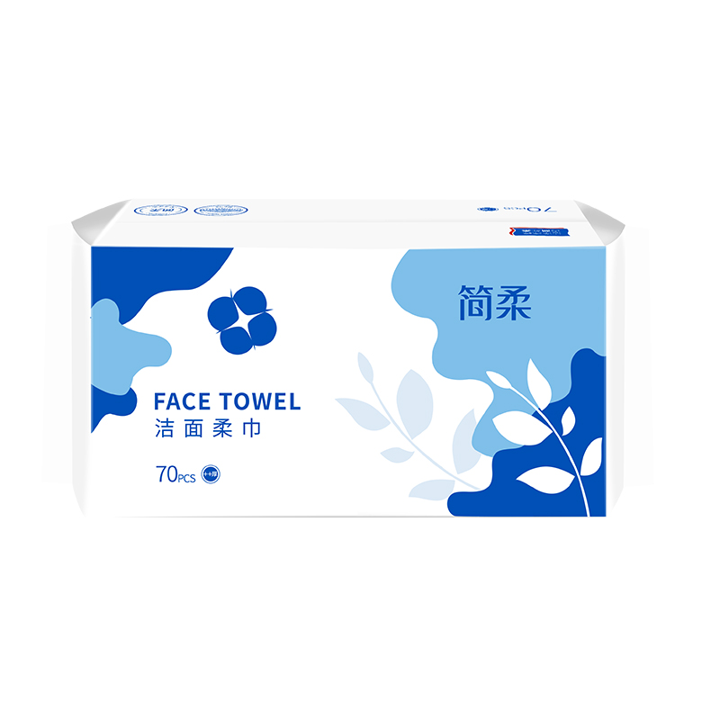 简柔（JianRou） 棉织纹棉柔洗脸巾（70片/包++厚）3包装（单位：包） 白色