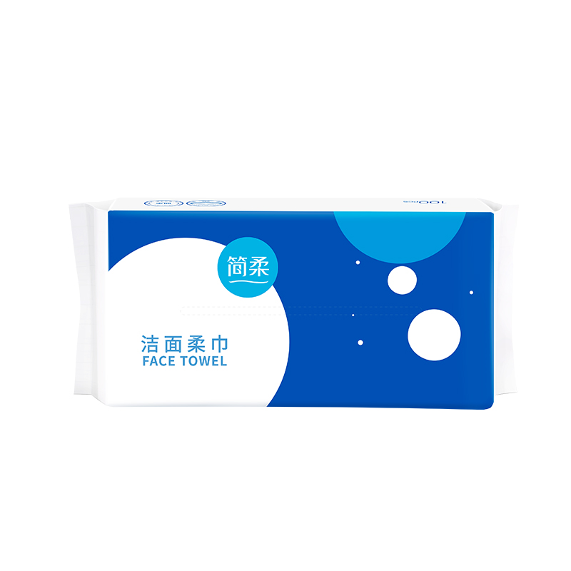 简柔（JianRou）平纹抽取洗脸巾（100片/包） 2包装（单位：包） 白色