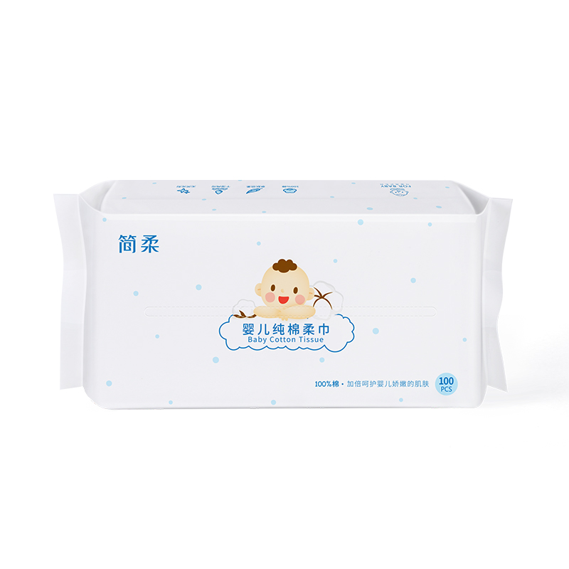 简柔（JianRou）婴儿纯棉柔巾（100片/包） 3包装（单位：包） 白色