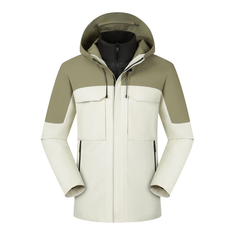 米色拼草绿男女同款