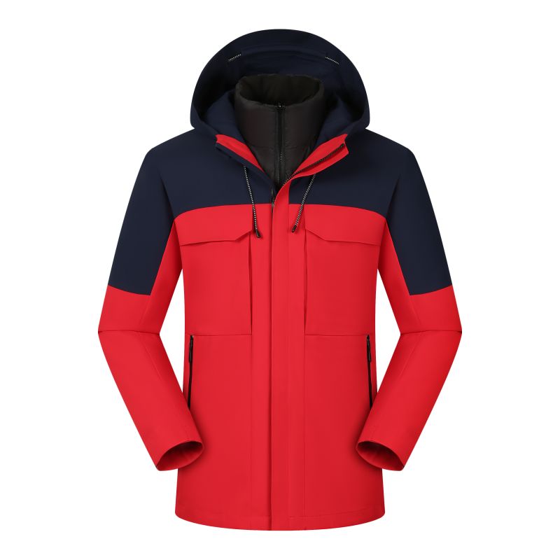 大红拼藏青男女同款