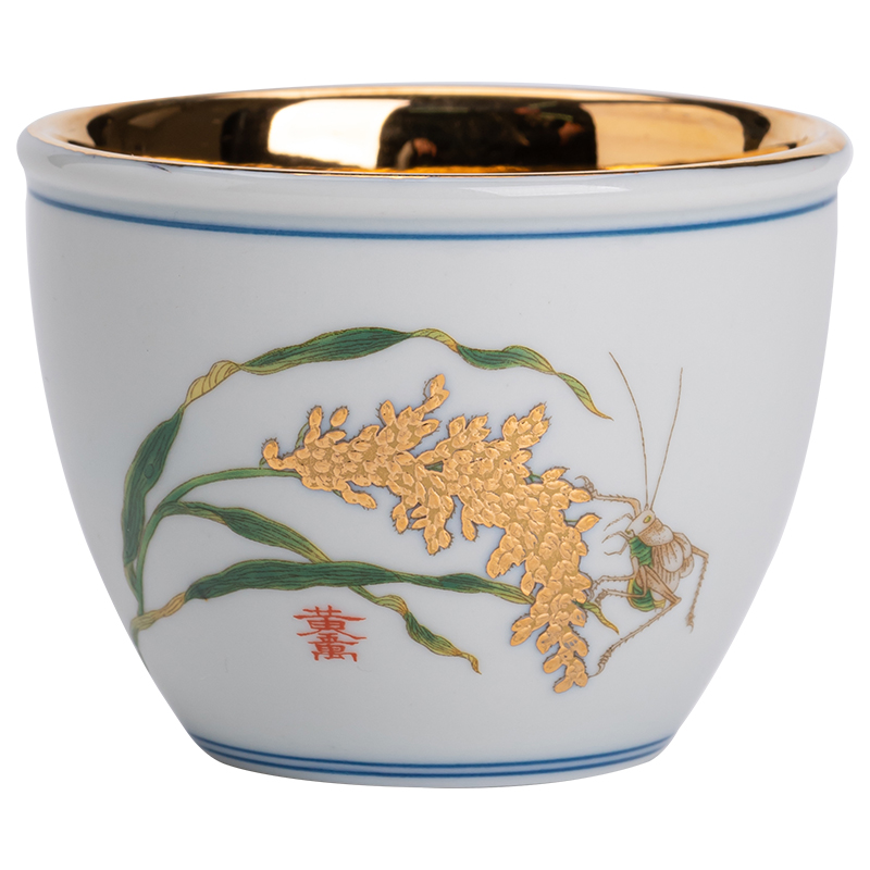 苏氏陶瓷（SUSHI CERAMICS)J0848黄金万两杯内部鎏金非遗传承人陈国再作品（单位：个） 白色