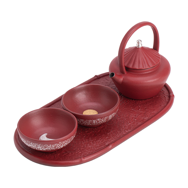 苏氏陶瓷（SUSHI CERAMICS）J1074国潮走进故宫宫墙红提梁壶茶具套组（单位：套） 红色