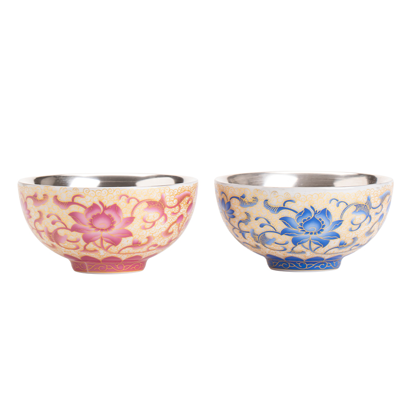 苏氏陶瓷（SUSHI CERAMICS）J1075鎏银缠枝莲对杯茶杯非遗大师郑文强作品（单位：套） 混色