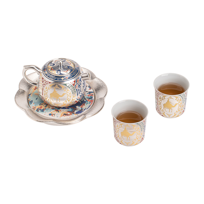 苏氏陶瓷（SUSHI CERAMICS）J1078鎏银敦煌丝绸之路小套装大师郑文强作品（单位：套） 银色