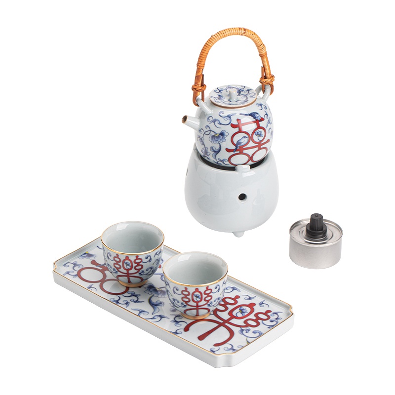 苏氏陶瓷（SUSHI CERAMICS）J1080平安喜乐青花温茶套装礼盒装（单位：套） 青色