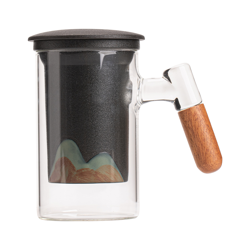 苏氏陶瓷（SUSHI CERAMICS）J1081手绘釉画彩千里江山玻璃办公杯（单位：套） 透明色