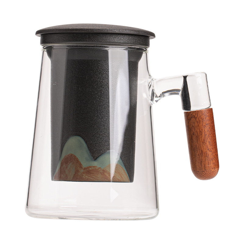 苏氏陶瓷（SUSHI CERAMICS）J1082手绘釉画彩千里江山云梯玻璃办公杯（单位：套） 透明色