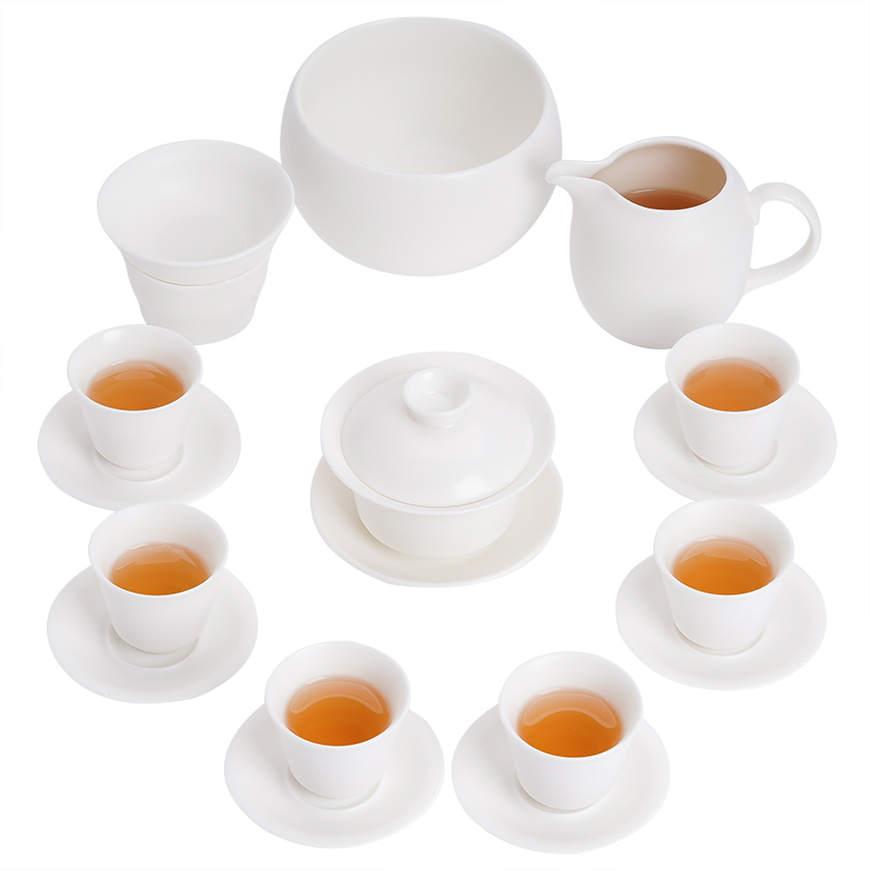 苏氏陶瓷（SUSHI CERAMICS）J0445素烧羊脂玉瓷茶具大套礼盒装（单位：套） 白色