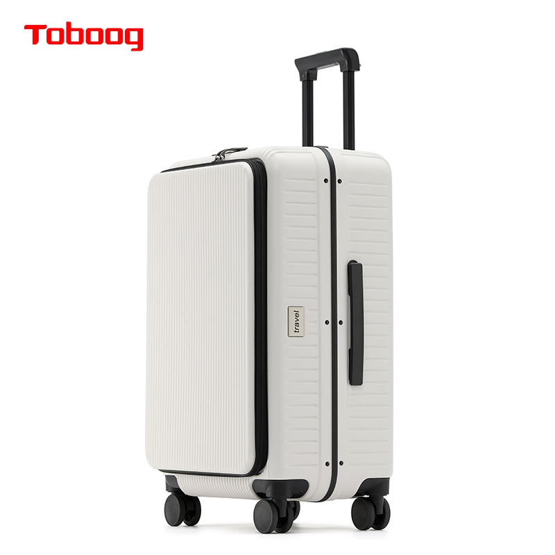 途帮（TOBOOG）新前开盖TypeC+USB双充电口旅行箱3012/个 皓月白 20寸