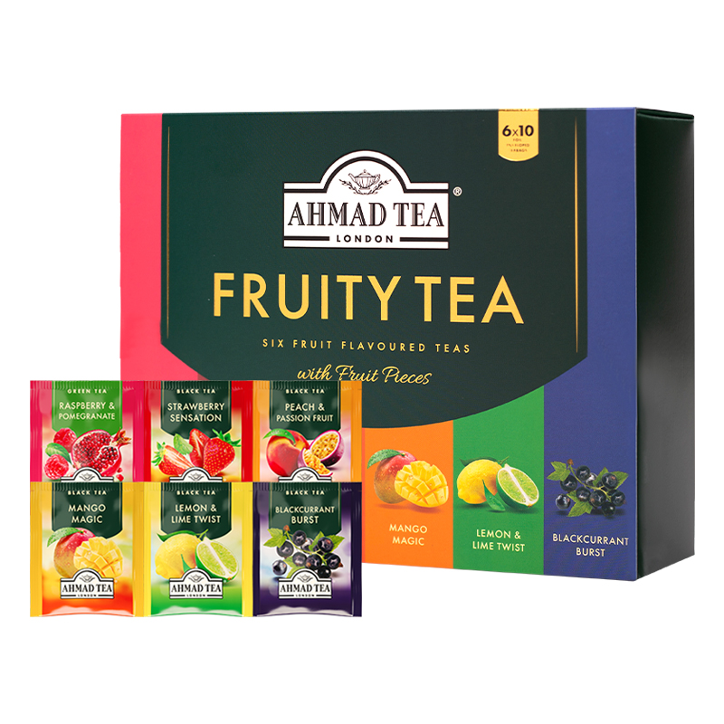 AHMAD TEA亚曼&middot;六种果味红茶礼盒2g*60包 莓果色