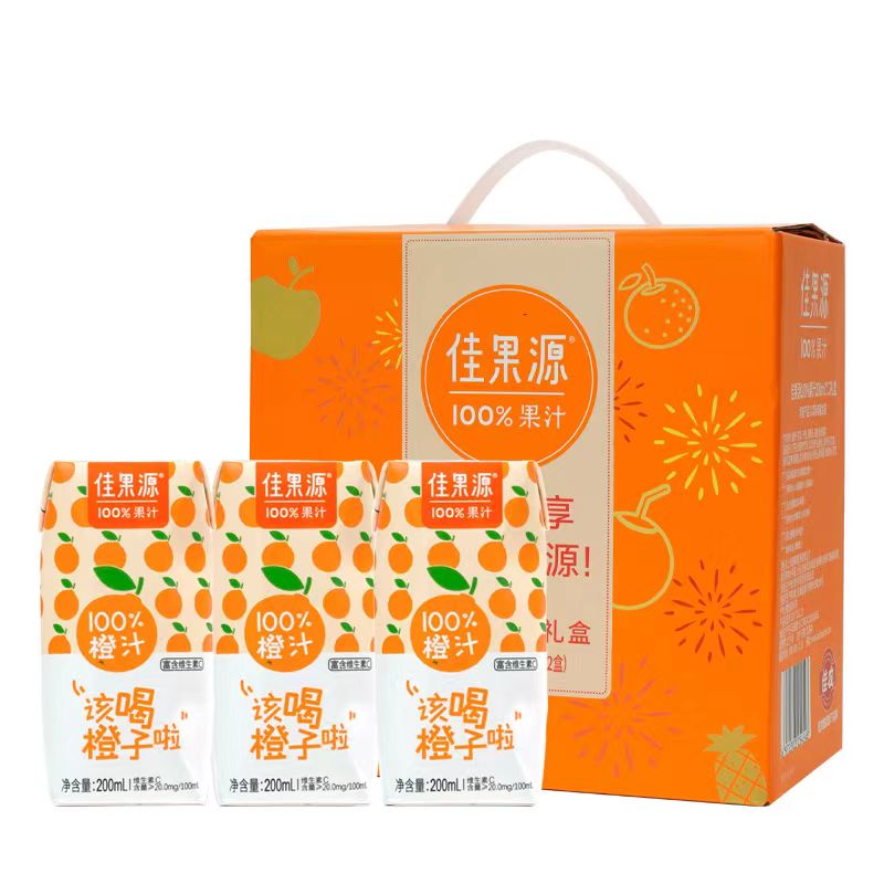 佳果源100%橙汁200ml*12礼盒装 拿铁色