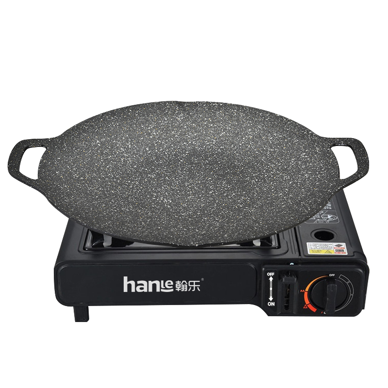 翰乐HL-BBQ88多功能露营神器卡式炉+网红烤盘34CM（套） 黑色