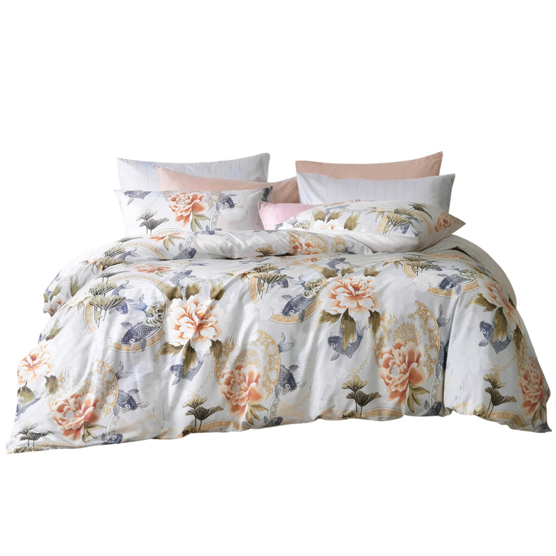富安娜 四件套纯棉 全棉印花床单被套-锦绣流莲 1米5床 203*229cm（单位：套） 混色