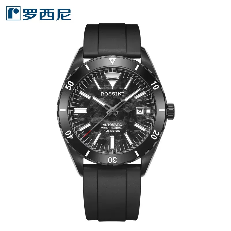 Rossini罗西尼 机械手表黑盘硅胶带时尚运动男表50069B04D（赠表带）(单位1块） 黑色