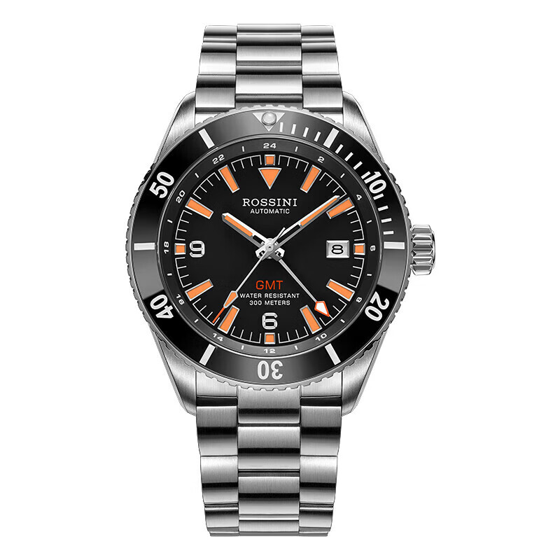 Rossini罗西尼 航海家系列 机械手表闪光橙时尚运动男表50157T04A（赠表带）单位1块 黑色