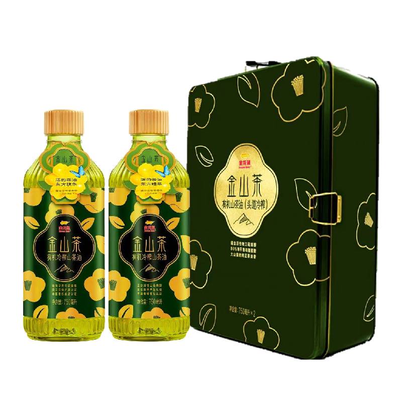 金龙鱼金山茶有机冷榨山茶油750ML*2礼盒（单位：盒） 绿色