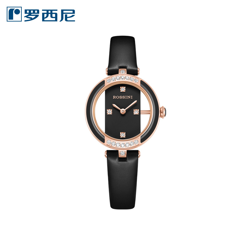 罗西尼(ROSSINI)典美系列 石英手表玄墨黑优雅女表50172G04C（单位1块） 黑色